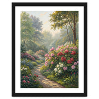 Sunlit Spring Garden Path Oil Painting