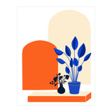 Bohemian Window Seat, Abstract Minimal Architecture, Eclectic Shapes Botanical House Plants (Print Only) thumbnail