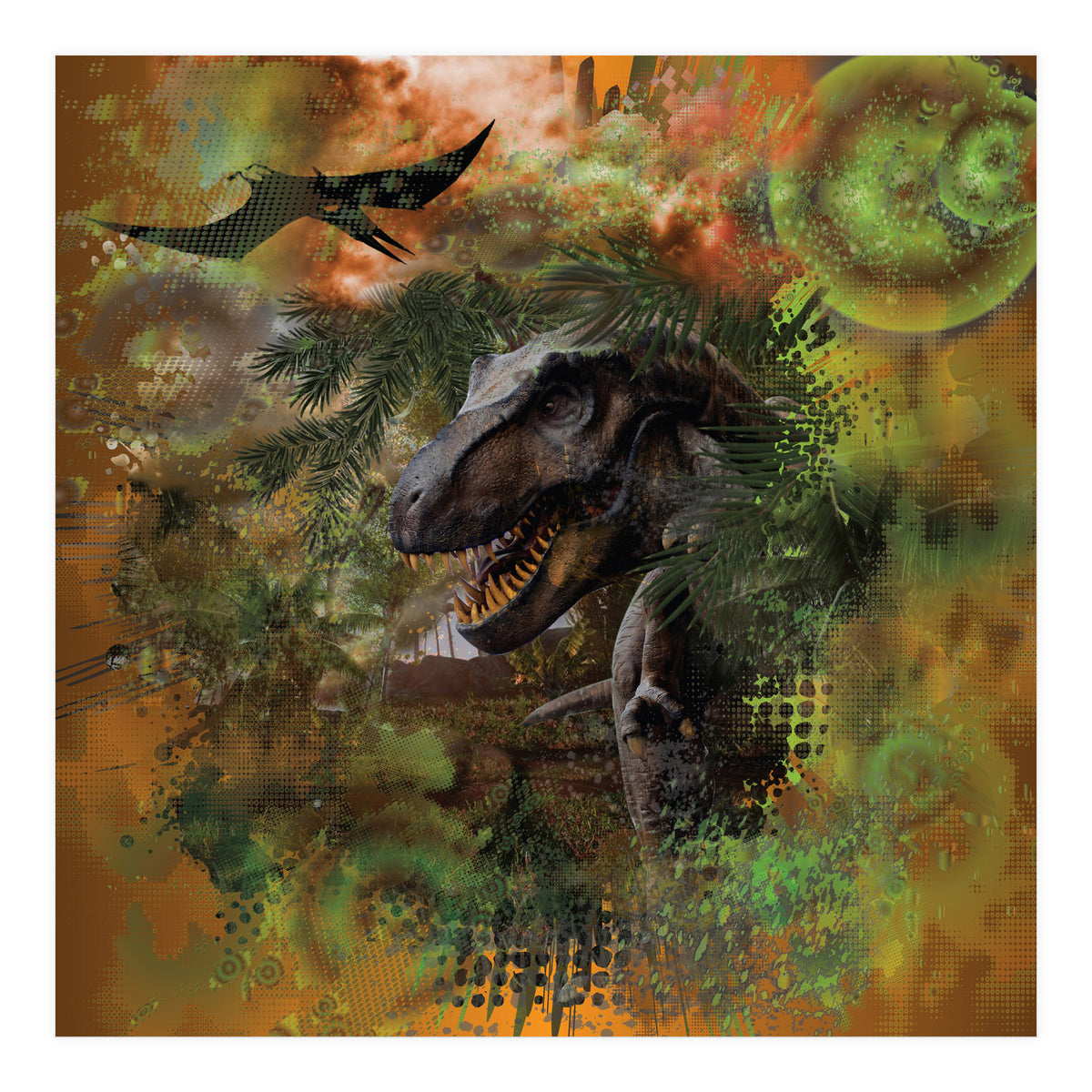Dinosaur Jurassic T-Rex Collage (Print Only)