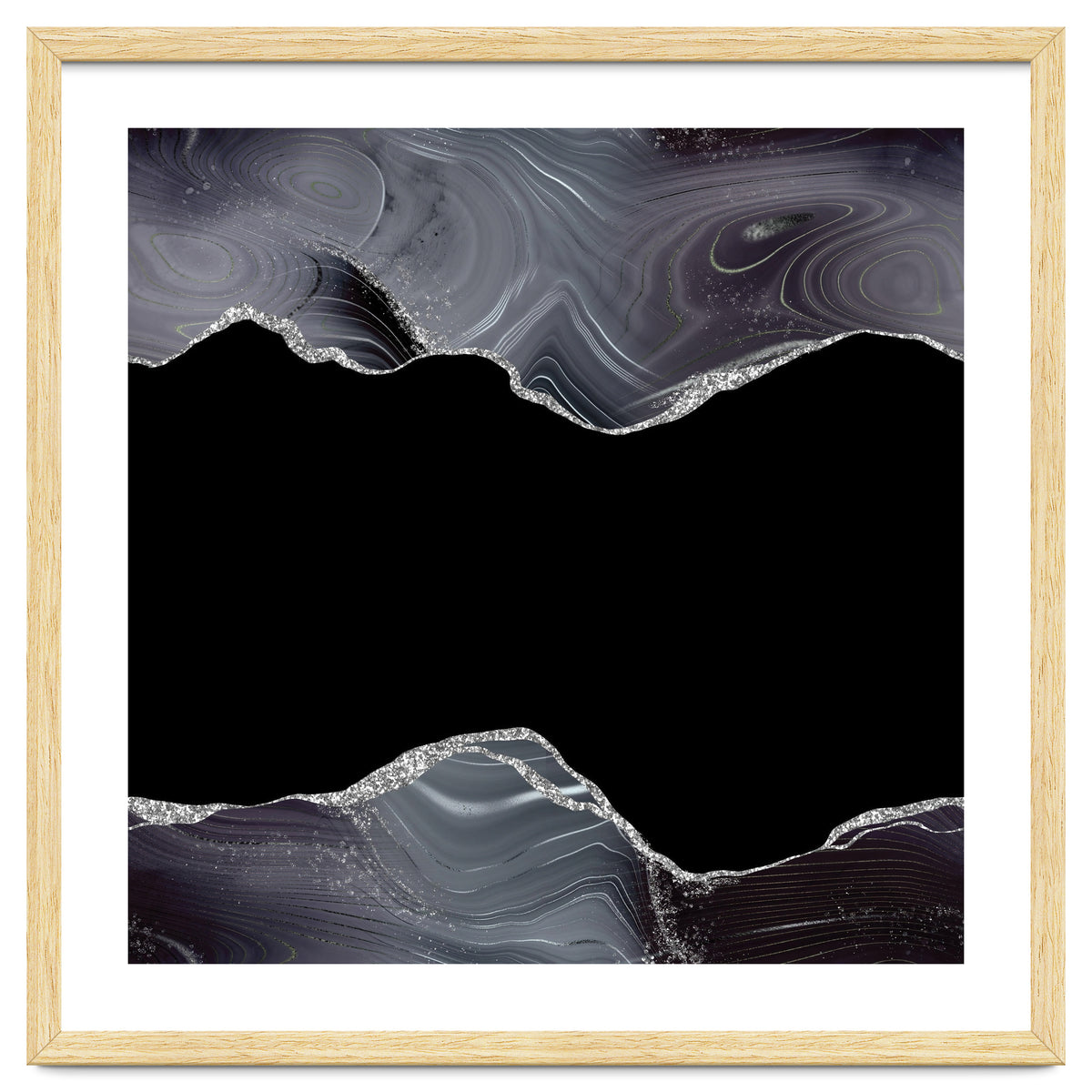 Black & Silver Glitter Agate Texture 04