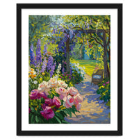 Serene Summer Garden Path Oil Painting