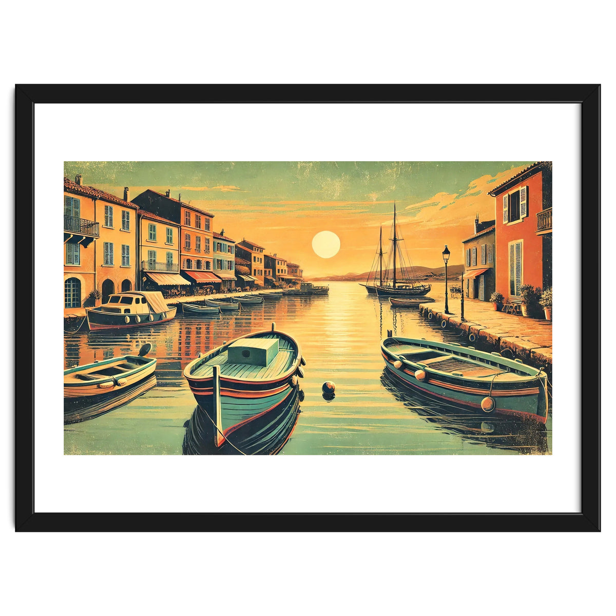 Vintage Harbor Sunset Poster