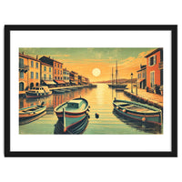 Vintage Harbor Sunset Poster