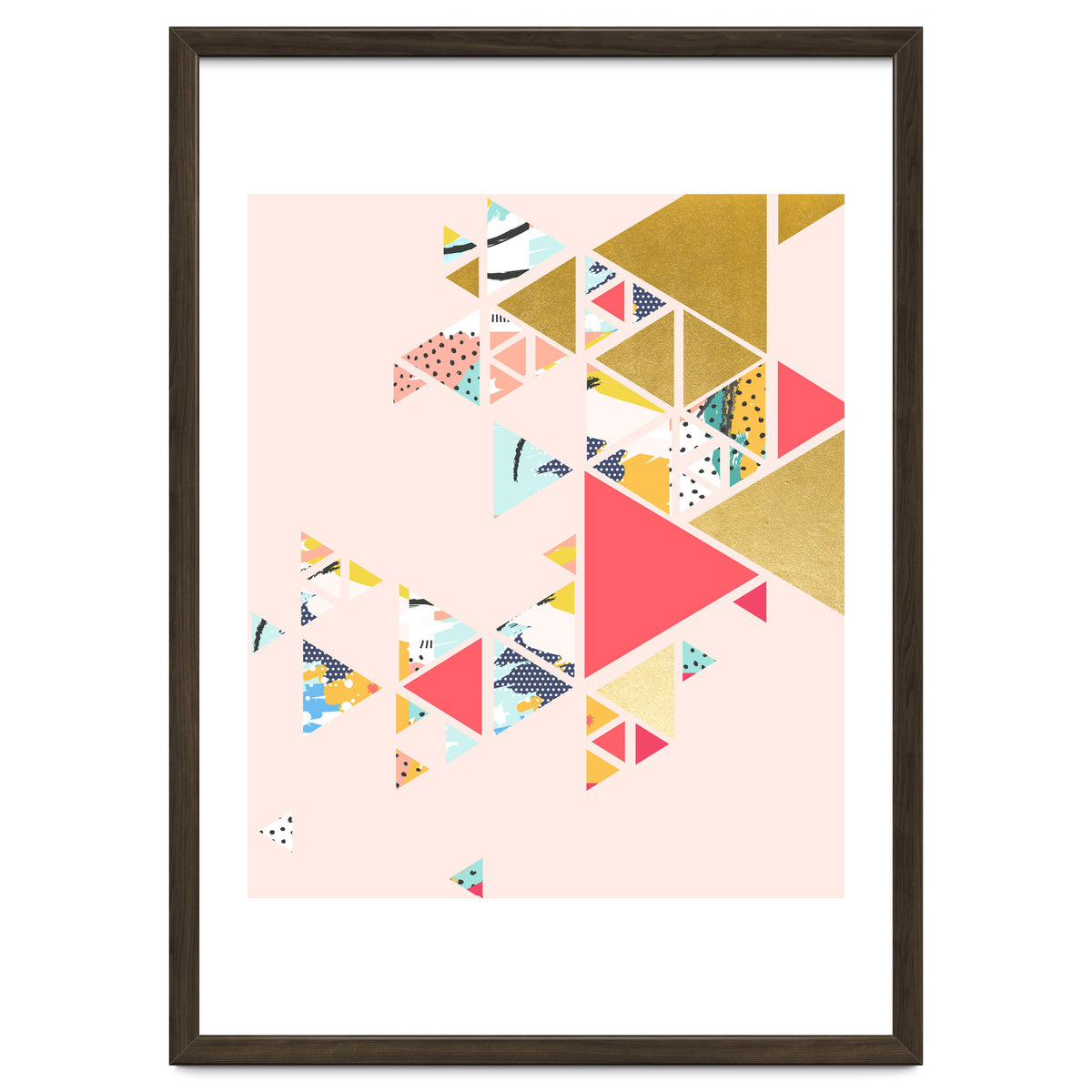 Gold Abstraction, Abstract Eclectic Colorful Geometrical, Blush Pastel Metallic Chic Graphic Design