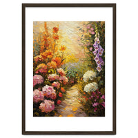 Golden Hour Summer Garden Path Oil Painting