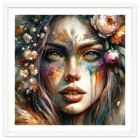 Floral Forest Druid Woman Portrait