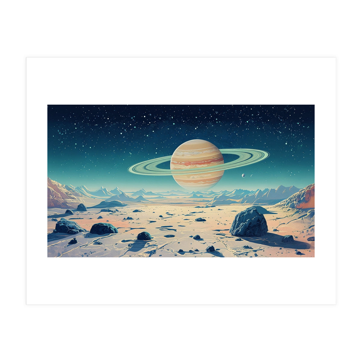 Alien Horizon: Saturn-Inspired Planetary Landscape (Print Only)