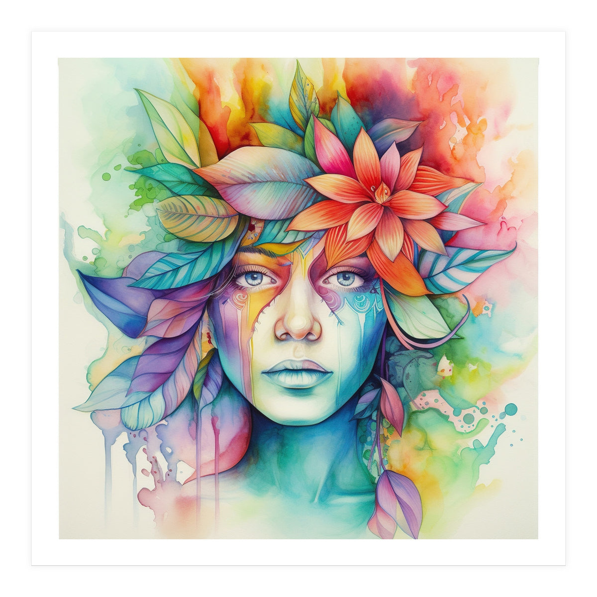 Watercolor Tropical Woman #2 (Print Only)