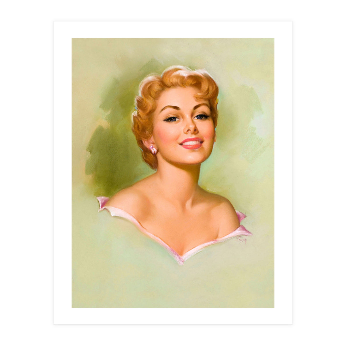Pinup Blonde Girl Portrait (Print Only)
