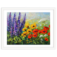 Radiant Summer Wildflower Meadow Oil Painting