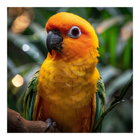 Sun Conure Parrot Colorful Bird Perched On Branch (Print Only)