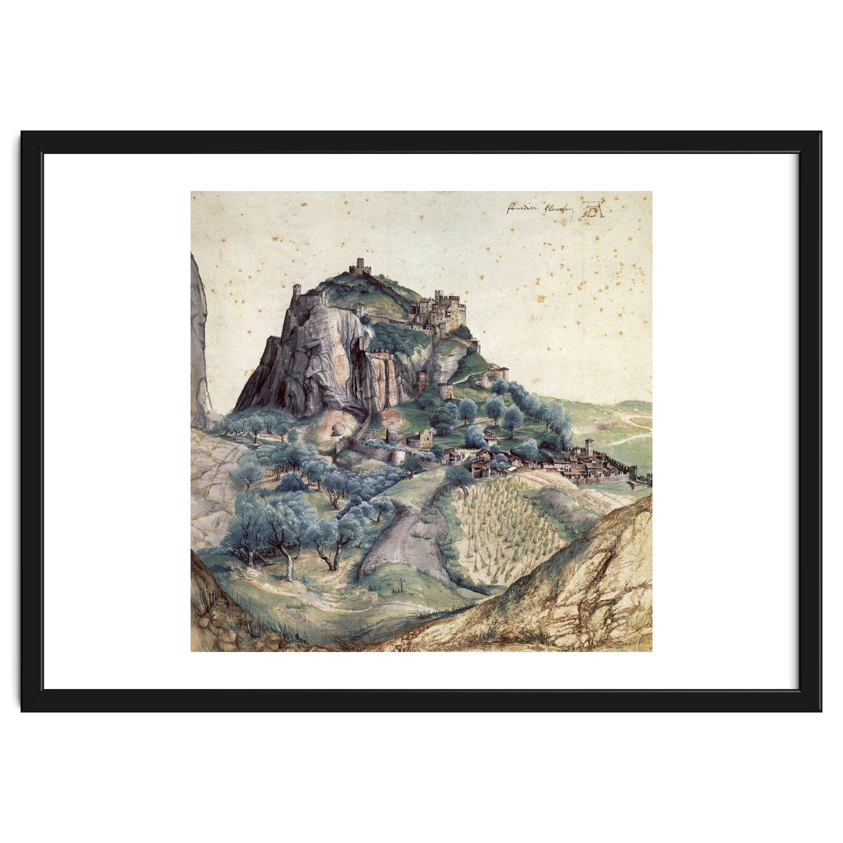 'Castle and Town of Arco', 1495, Watercolour on paper, 22,3 x 22,3 cm.