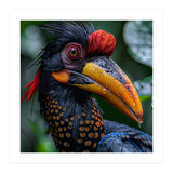 Close Up Of Helmeted Hornbill Bird In Rain (Print Only) thumbnail