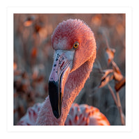 Close Up Of A Pink Flamingo Head In Sunlight (Print Only)