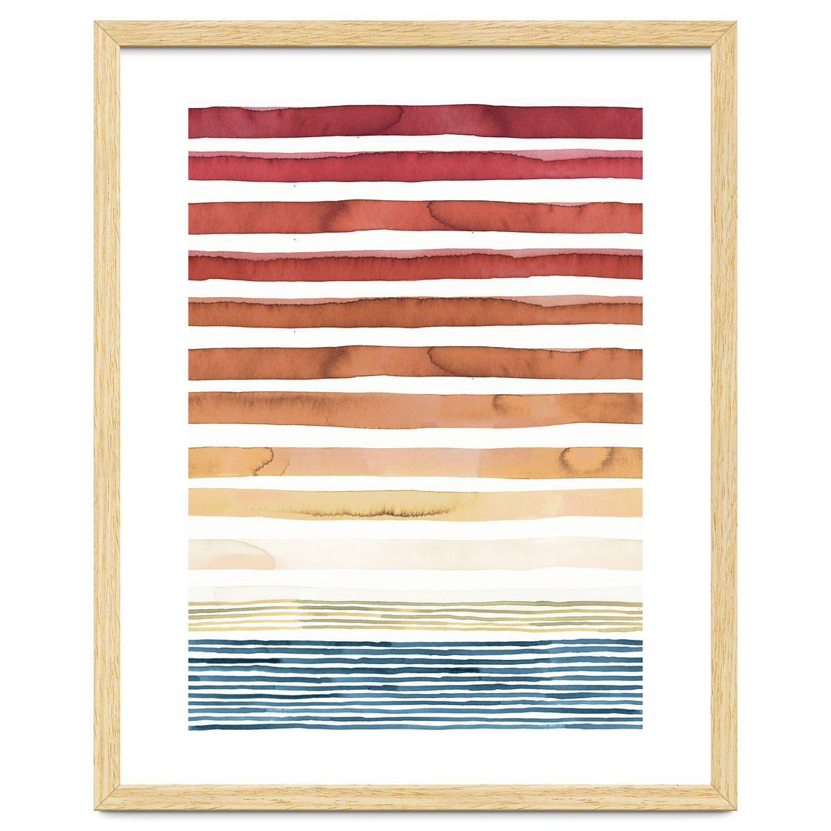 Watercolour Sunset Stripes Orange