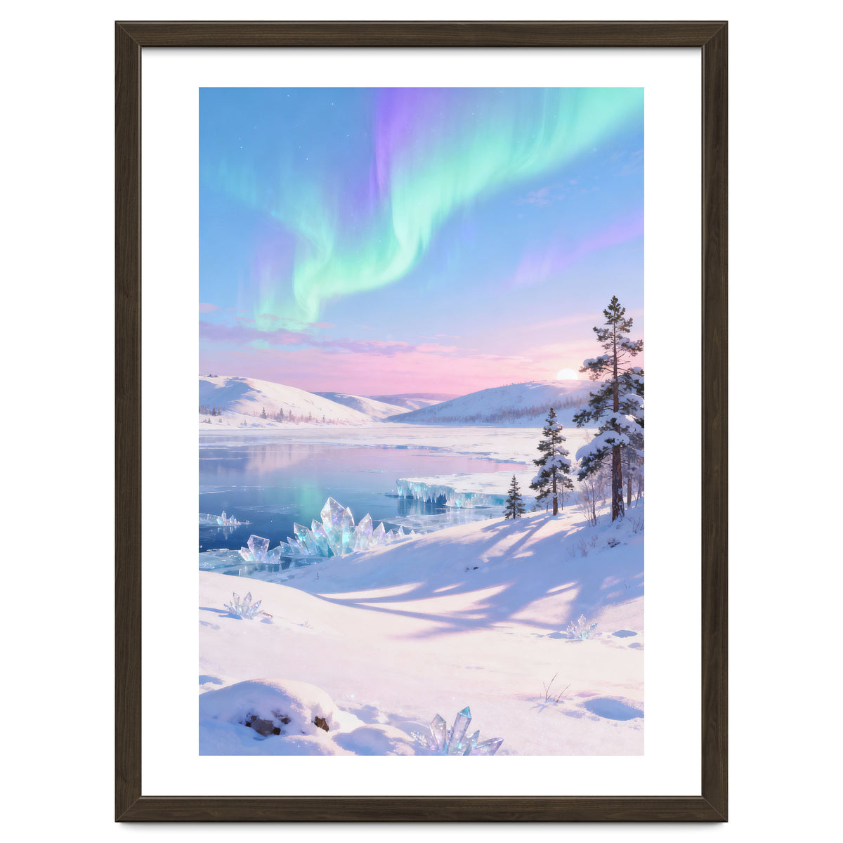 Northern Lights, Aurora Sky, Arctic Landscape, Aurora borealis, Snow Fall