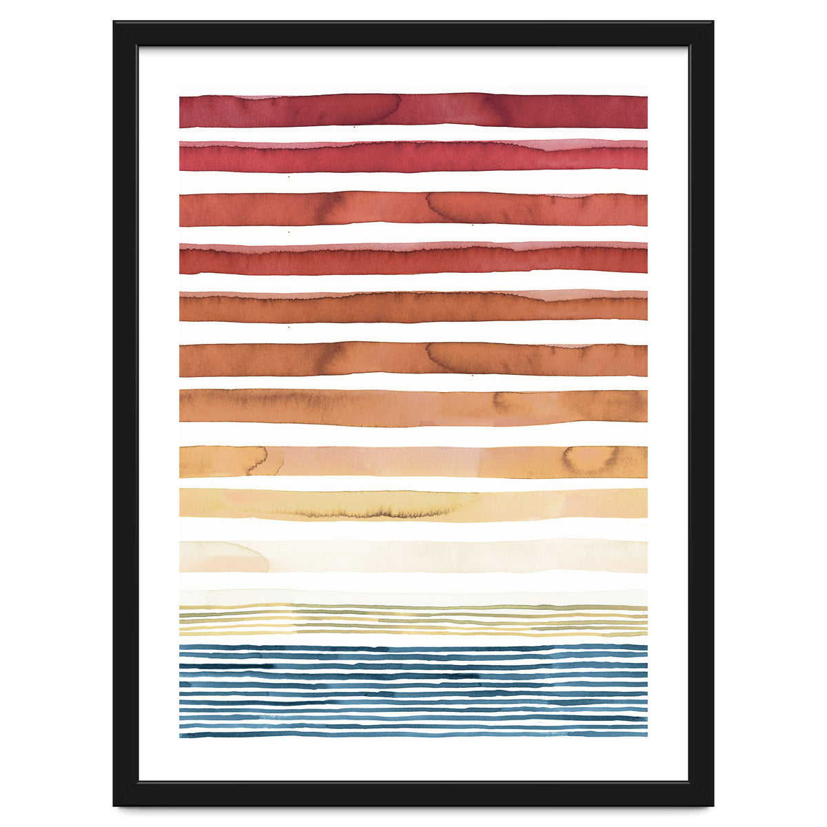 Watercolour Sunset Stripes Orange