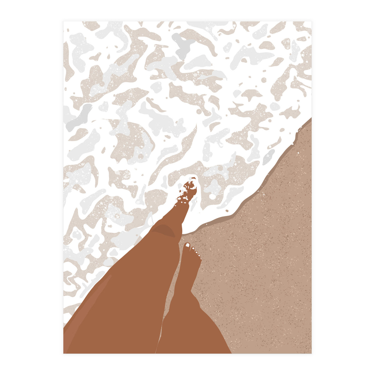 Shorelines, Girl On Ocean Beach, Sea Nature Landscape Travel Summer, Bohemian Black Woman Sand Waves Self Care (Print Only)