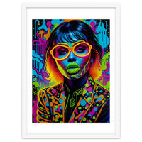 Girl In Glasses Neon Graffiti Art