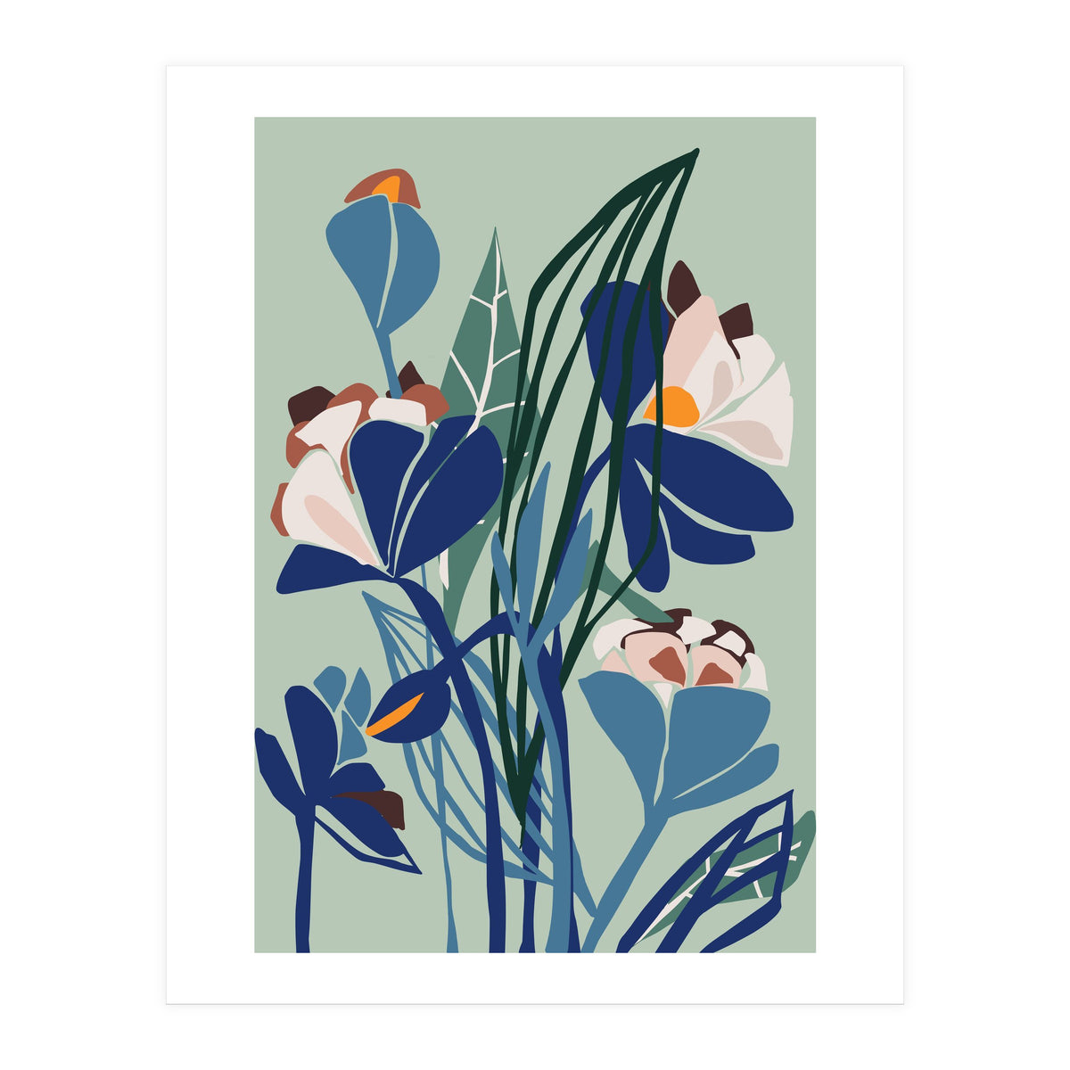 Florals At Night – Modern Illustration Light (Print Only)