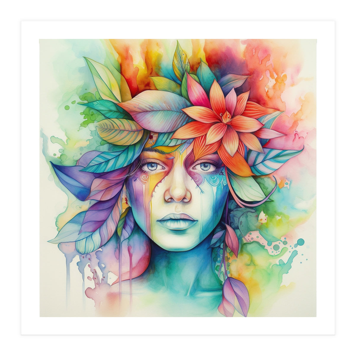 Watercolor Tropical Woman #2 (Print Only)