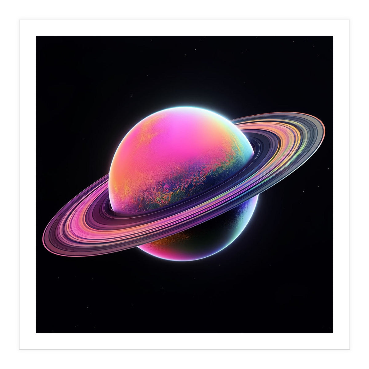 Neon Nebula Planet: Surreal Cosmic Illustration (Print Only)