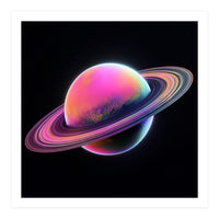 Neon Nebula Planet: Surreal Cosmic Illustration (Print Only)