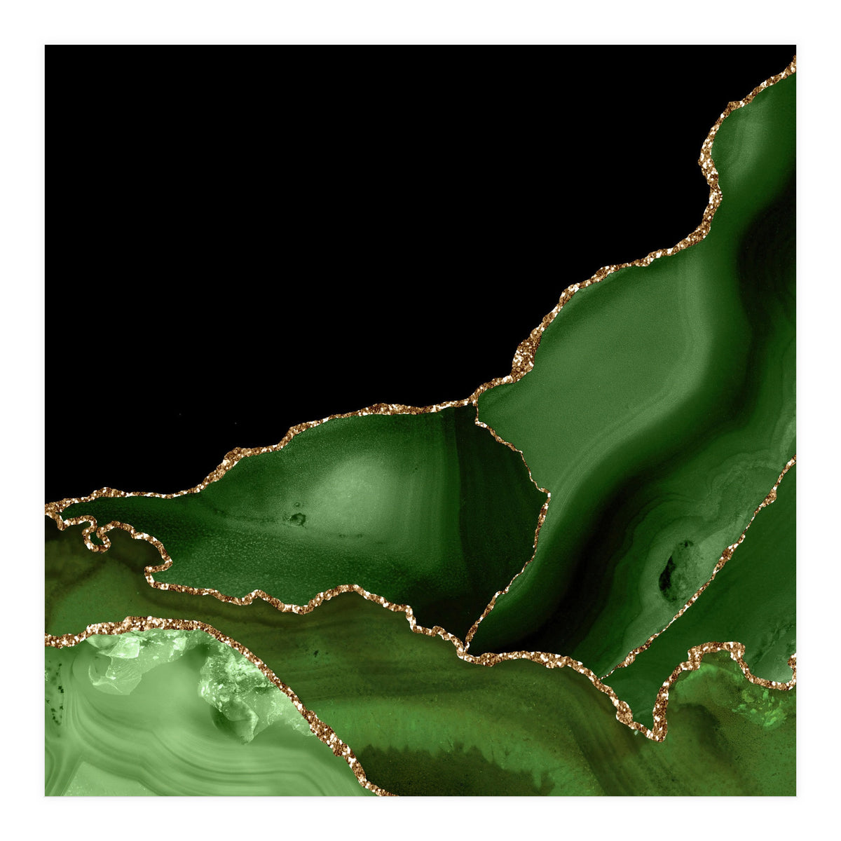 Green & Gold Agate Texture 03 (Print Only)