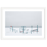 Playground in the winter snow beach thumbnail