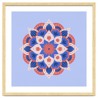 Mandala flower - blue and coral