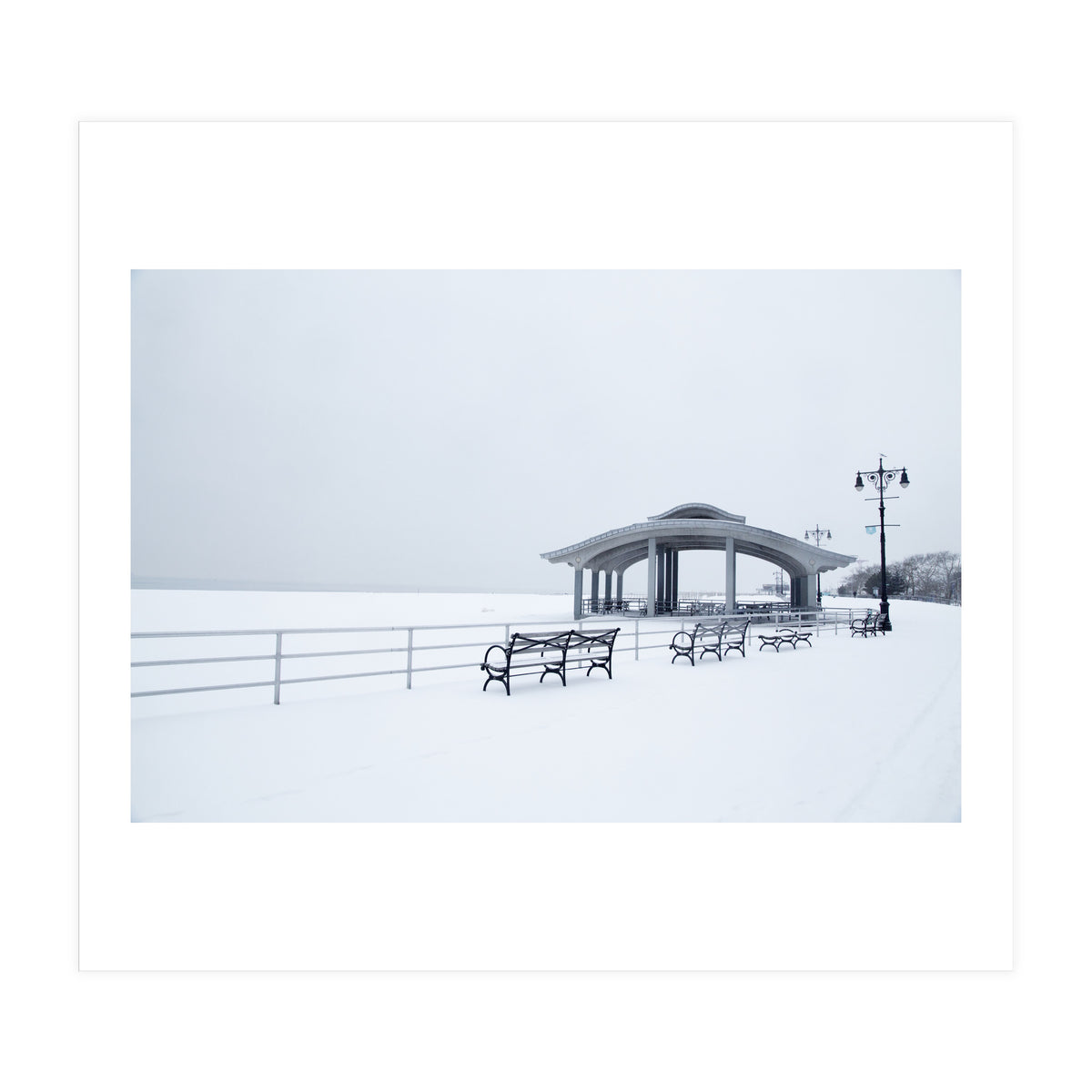 Benches in the Winter seascape  (Print Only)