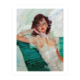 Girl Is Resting On A Green Bench, Watercolor Painting (Print Only) thumbnail