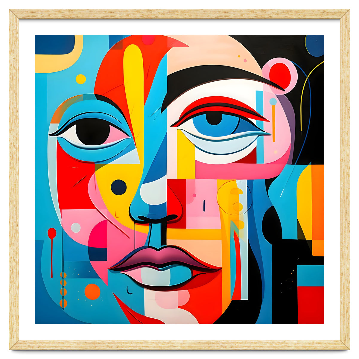 CUBIST HARMONY,  face, the essence of Cubist inspiration in a fragmented vibrant spectrum.