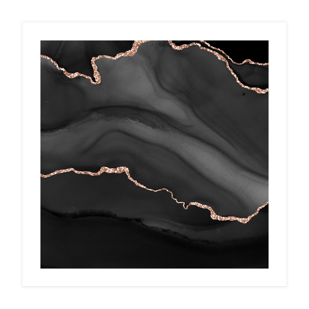 Black & Rose Gold Agate Texture 01  (Print Only)