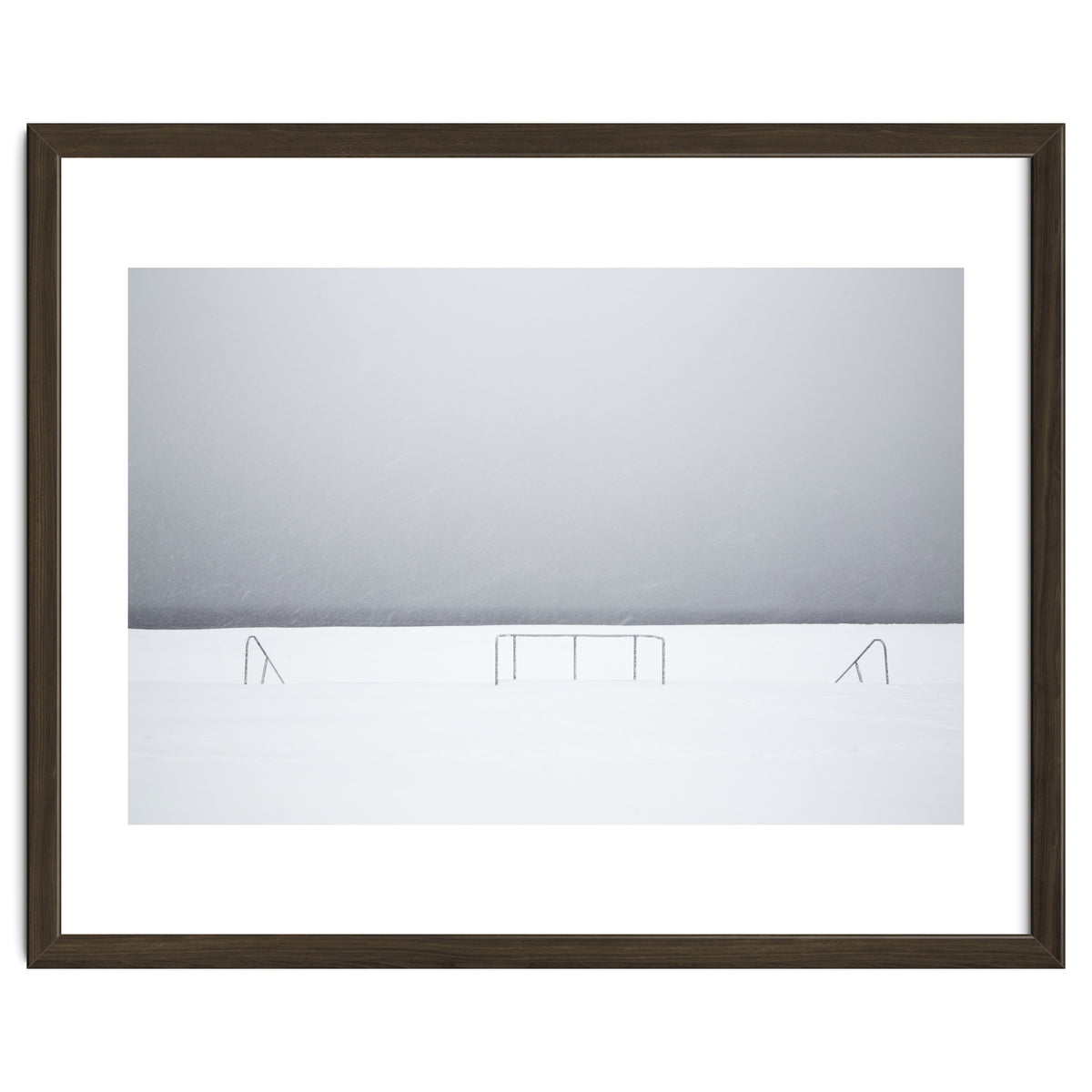 Stair railing covered by snow