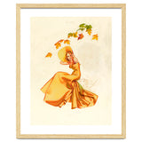 Woman Posing In Yellow Dress And Autumn Leafs thumbnail