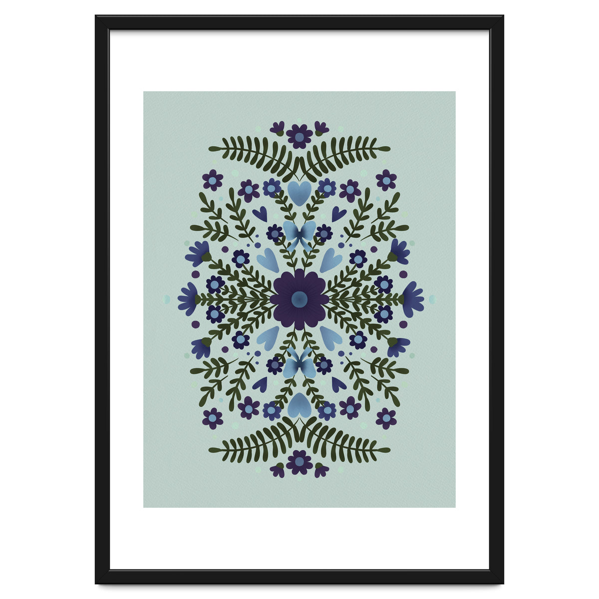 Flowers And Bows Blue And Green