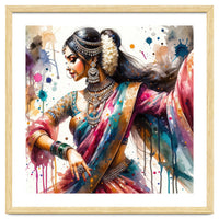 Hindu Woman Dancer With Jewelry And Sari