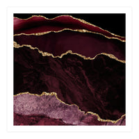 Burgundy & Gold Agate Texture 02  (Print Only)