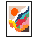 Head In The Clouds, Positivity Nature Sunrise Sunset, Sky Bohemian Comic Retro Eclectic Illustration thumbnail