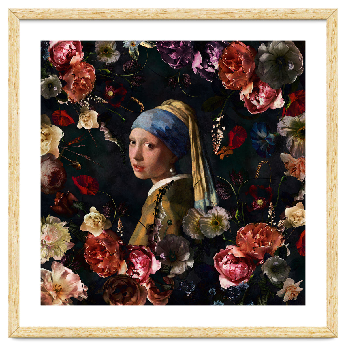 Girl With Pearl Earring And Flowers