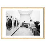 Minimalist Black and White Laundry Room Art, Washing Machine Photography thumbnail