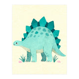 Teal Stegosaurus Watercolor Art, Cute Dinosaur Nursery Print, Whimsical Dino Illustration (Print Only) thumbnail