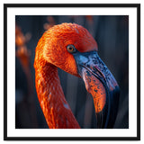 Close Up Flamingo Head Vibrant Orange Plumage thumbnail