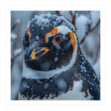 Penguin In Snow Falling Close Up Portrait (Print Only) thumbnail