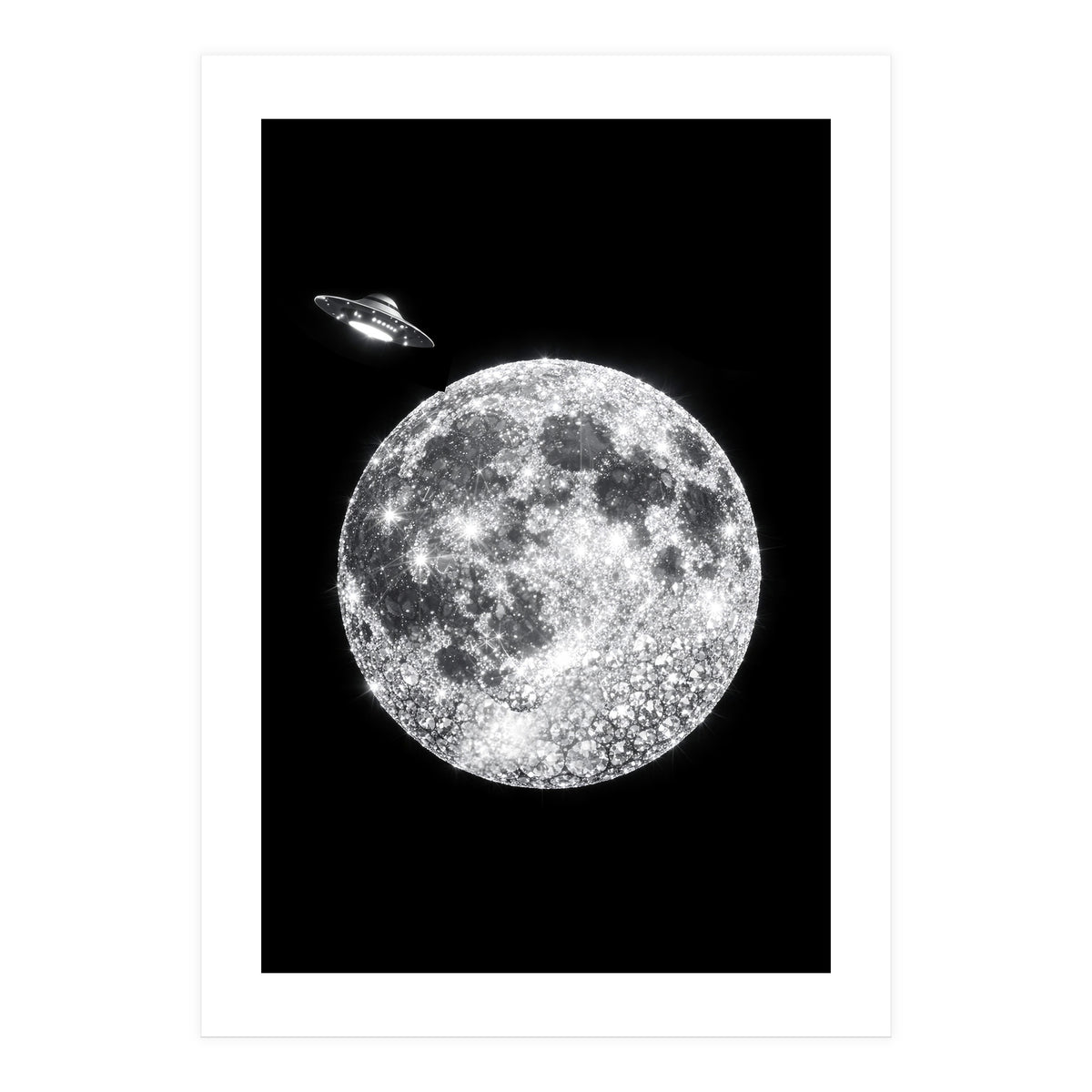 Diamond moon and UFO (Print Only)