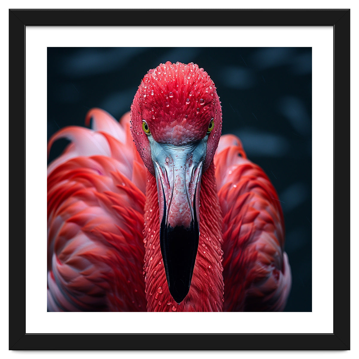 Close Up Flamingo Face With Water Droplets