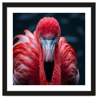 Close Up Flamingo Face With Water Droplets