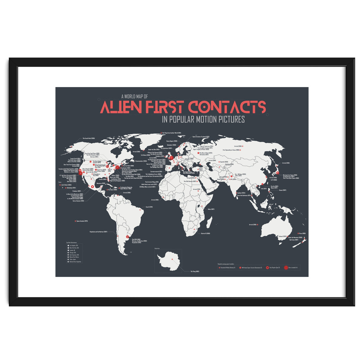 World Map of Alien First Contacts in Movies