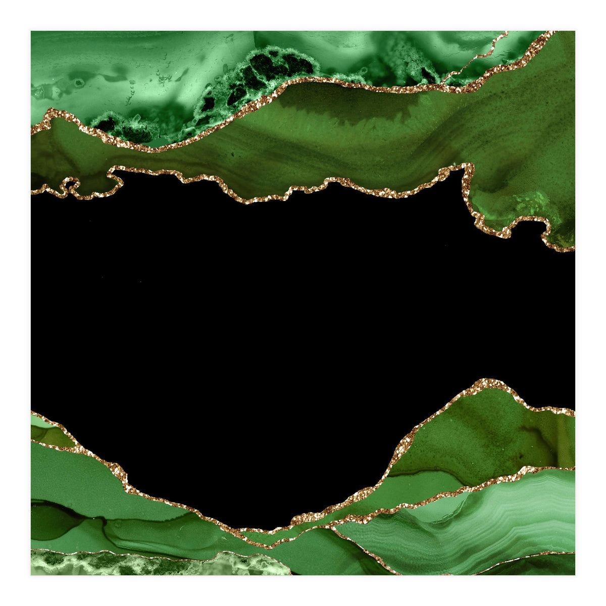 Green & Gold Agate Texture 18  (Print Only)